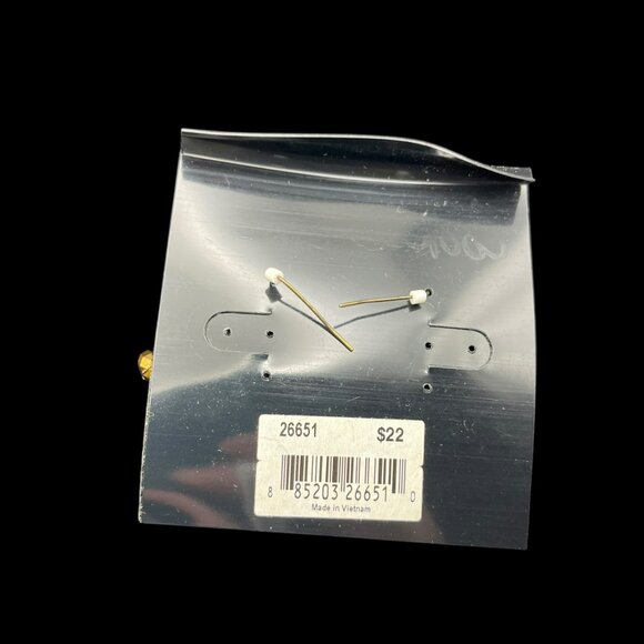 VTG Cookie Lee Earrings Gold Tone Dangle Chandelier Amber Color Crystal Bead NEW - Picture 4 of 7